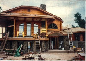 Log siding project under construction