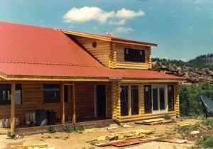 Timberline Log Exteriors on home in mountains.