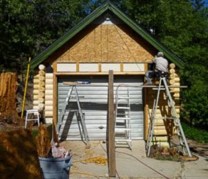 Remodel with log siding and Timberline log corners on house in California