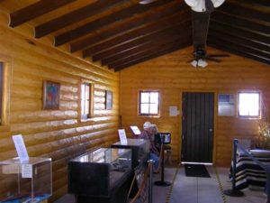 Interior log siding in museum