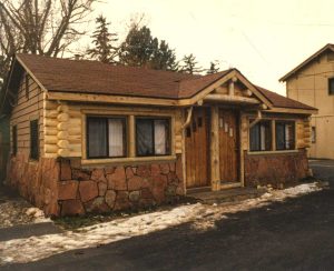 Small log cabin with stone bottom