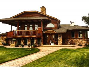 Timberline Log Exteriors on home in mountains.