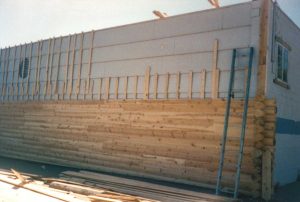 Remodel with log siding and Timberline log corners on grocery store in Lovrland CO.