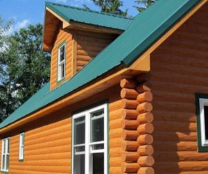 Log siding and metal roof